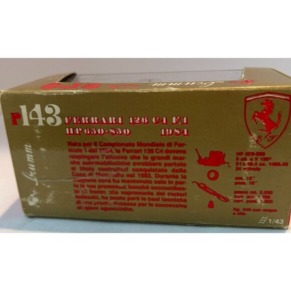 NEW in Box 1984 Ferrari 126 C4 F.1 650-850 HP Die Cast 1:43 Racing Car Brumm Oro - Picture 5 of 7